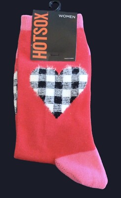 Hot Sox Women s Multi Color & Black/White Buffalo Plaid Heart NWTS