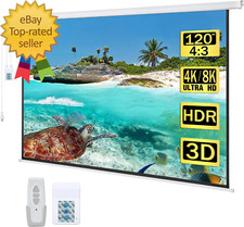 120" Motorized Projector Screen Electric Diagonal Automatic Projection 4:3 HD Mo
