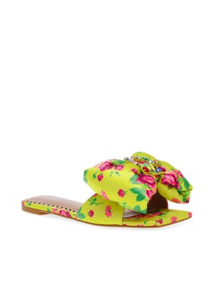BETSEY JOHNSON Womens Green Mixed Media Daisyy-g Toe Slip On Flats Shoes 5 M