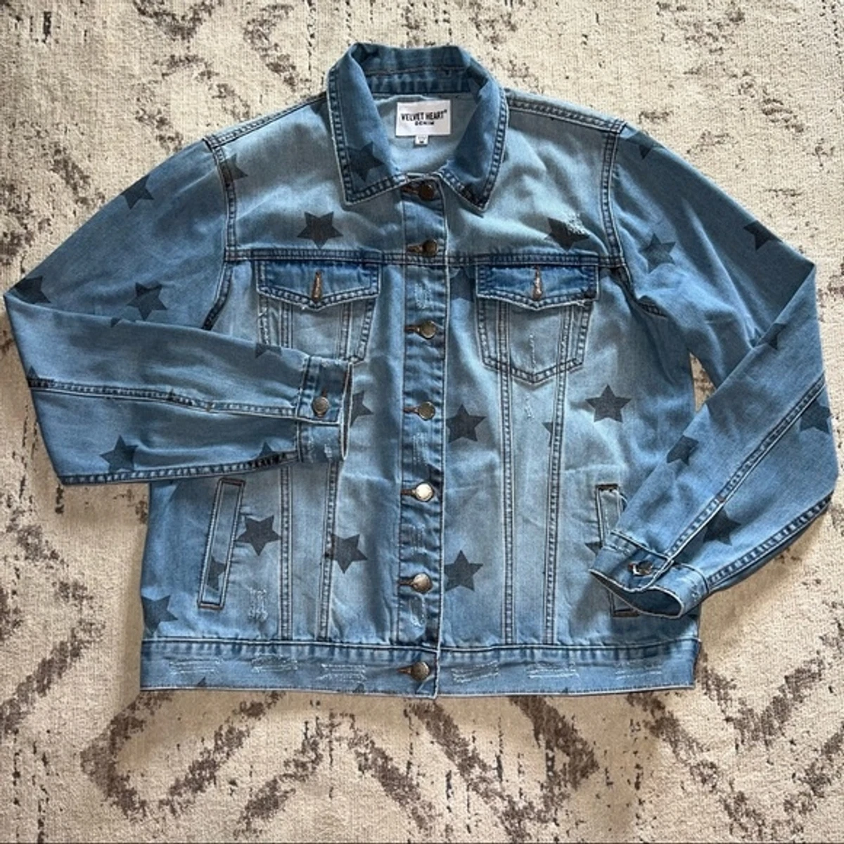 Velvet heart denim jacket sale