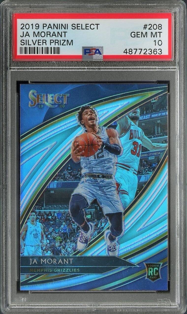 2019 PANINI SELECT JA MORANT SILVER PRIZM COURTSIDE SSP #208 RC PSA 10