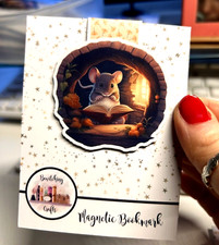 Cute Funny Mouse Reading Nook Magnetic Bookmark Book Lover Bookish Reader Gift
