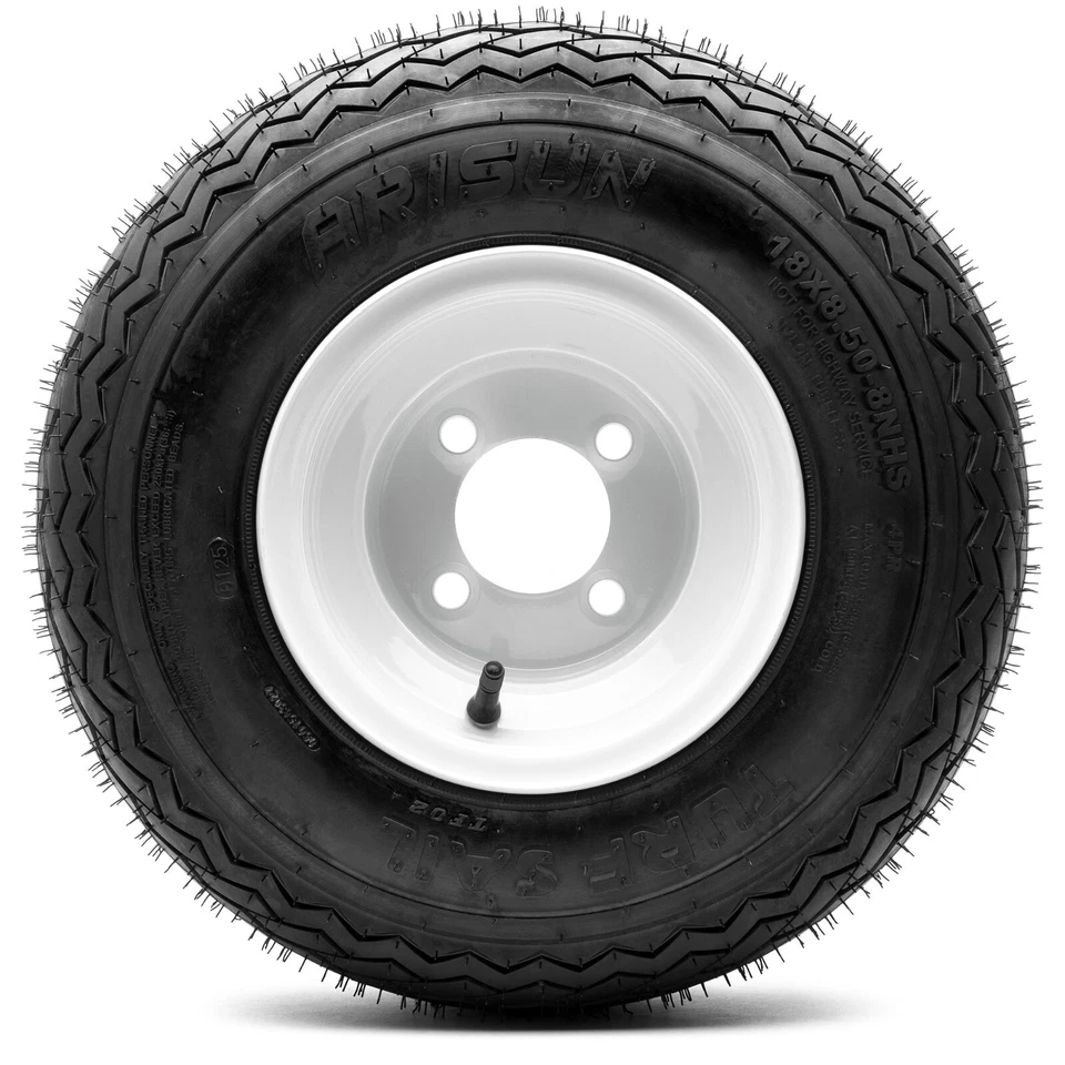 Juego combinado de 4 ruedas de carro de golf de acero de 8" y neumáticos de carro de golf (18/8,5-8) Foto 3 de 4