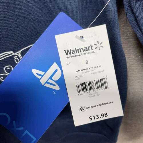 Playstation NWT Boys 8 Navy Blue Hoodie Sweatshirt Controller Gaming Logo - Picture 4 of 9