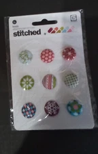 Basic Grey stiched brads 9 pcs snowflake poinsetta holy & more