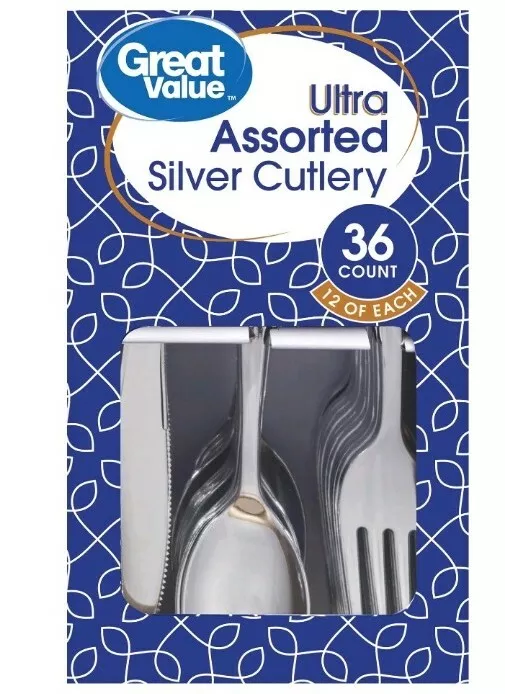 Clear and Silver Plastic Cutlery Set