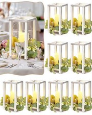 16 Pcs Lantern Wedding Centerpieces Includes 8 Rustic Wooden Wedding Lantern ...