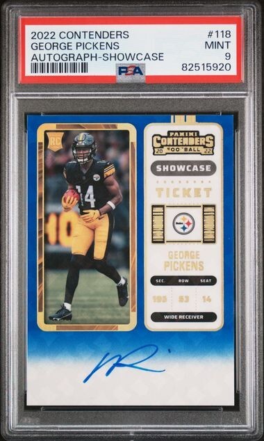 2022 Panini Contenders - George Pickens Showcase Auto PSA 9 Football Steelers