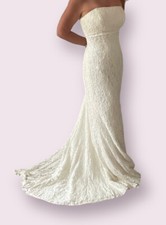 Galina Wedding Dress Ivory style S8551 size 4 Beaded Sequins Lined Back Zip