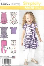 1435 SIMPLICITY KNITS ONLY CHILD'S KNIT DRESSES/TOP/CAPRI LEGGINGS SZ 3-8