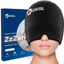 Headache & Migraine Relief Cap Ice Head Wrap Soft Gel Cold Compress Hat Eye Mask