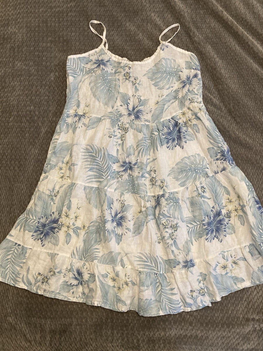 chinese dress ladies Valentina Naldi white 100% linen spagetti strap dress size L (best fit   Dear Little Panko