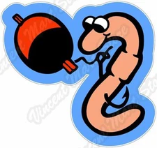 Fish Fishing Worm Bite Hook Funny Car Bumper Vinyl Sticker Decal 4.6"X4.6"