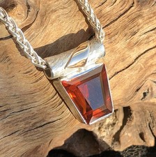 Citrin Anhänger 925 Silber 750 Gold Orange Citrinanhänger Trapez Dreieck Rot