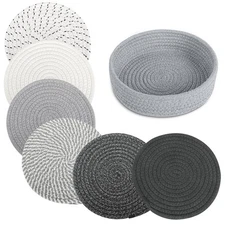 8" Trivets for Hot Dishes, pots and 8"L x 8"W x 0.35"Th, White Gray Black 