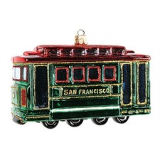 San Francisco Cable Car Polish Glass Christmas Ornament Made Poland Decoration