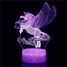 Unicorn 3D Night Light With Glowing Bedside Lamp Pink For Girls. Gift For Kids