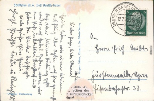 Deutsch Gabel Jablonné v Podještědí Forsthaus Nr. 6 b Gablonz Liberec 1939 - Bild 3 von 3