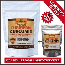 240 Turmeric 95 Curcumin BioPerine Black Pepper Pills 10,000mg Extract Tumeric