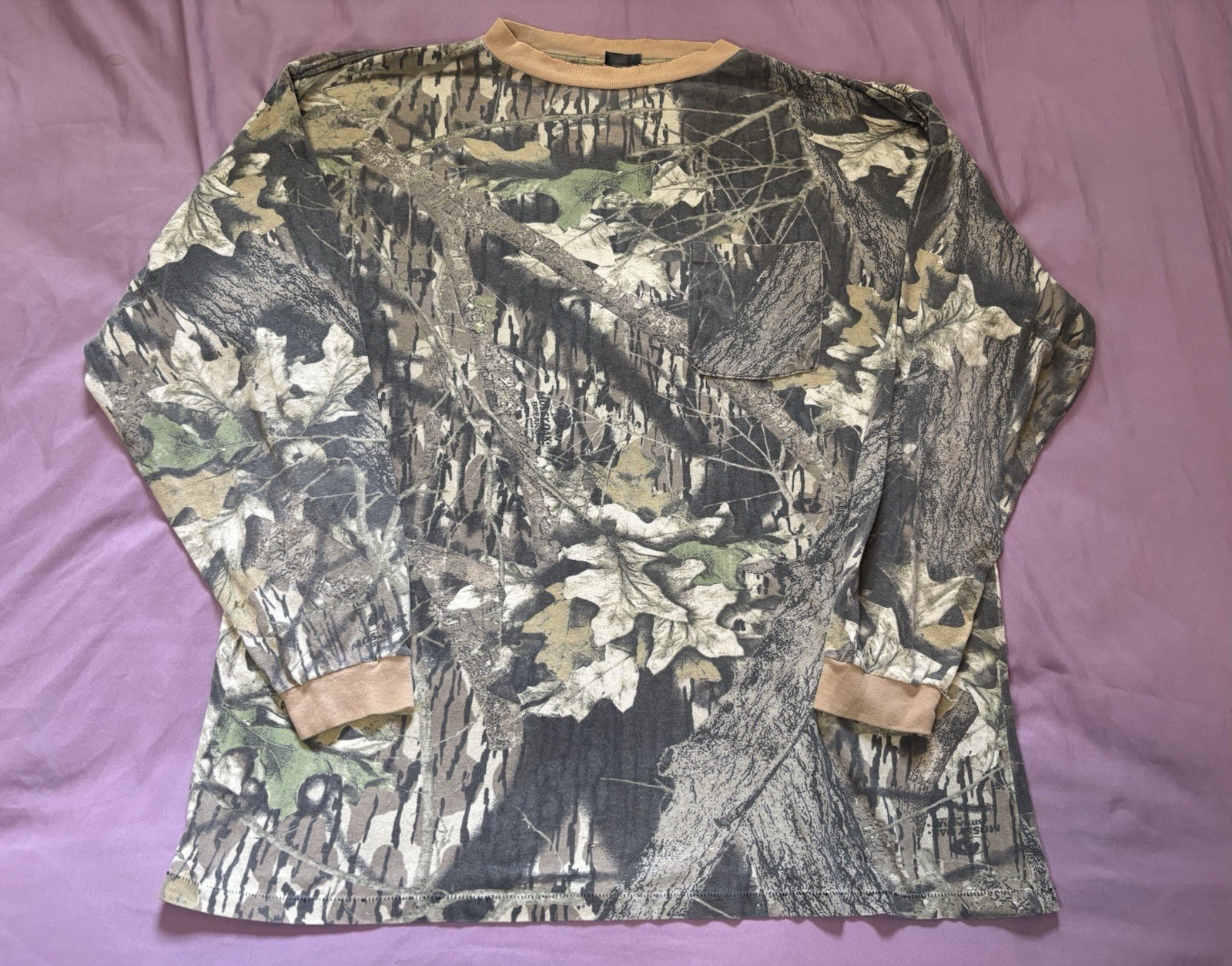 Vintage Mossy Oak Camo Long Sleeve Shirt Mens XL 90s USA Pocket Break Up