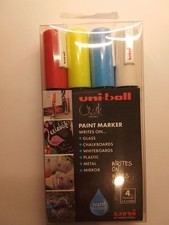 Uni Chalk Board Markers PWE-5M Medium Bullet Tip Indoors Outdoors - Pack of 4