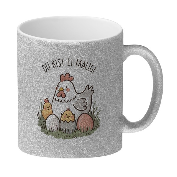 Henne Mit KüKen Du Bist Ei-Malig! Glitzer-Kaffeebecher-image