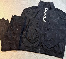 Reebok Charcoal Patterned Set Jacket and Pants Womens Size Large