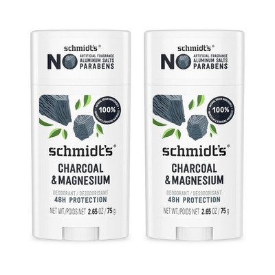 Schmidt's Aluminum-Free Vegan Deodorant Charcoal & Magnesium with 48 Hour Odo...