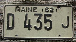 1962 Maine License Plate D 435 J