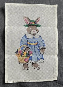 Hand Painted Needlepoint Canvas Easter Bunny Patti Mann 2842 Spring Rabbit
