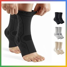 Ankle Compression Sleeve Support Medium Black 2 Pack Open Toe Sports