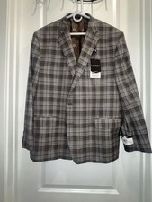 NWT Lauren Ralph Lauren UltraFlex taupe blue plaid sport coat blazer