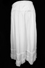 Antique Edwardian French White Hand Embroidered Cotton Petticoat Size Med 34" W