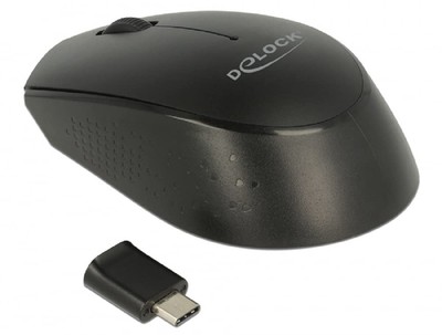 DELOCK Optische 3-Tasten Mini-Maus USB-C 2.4GHz wi NEW