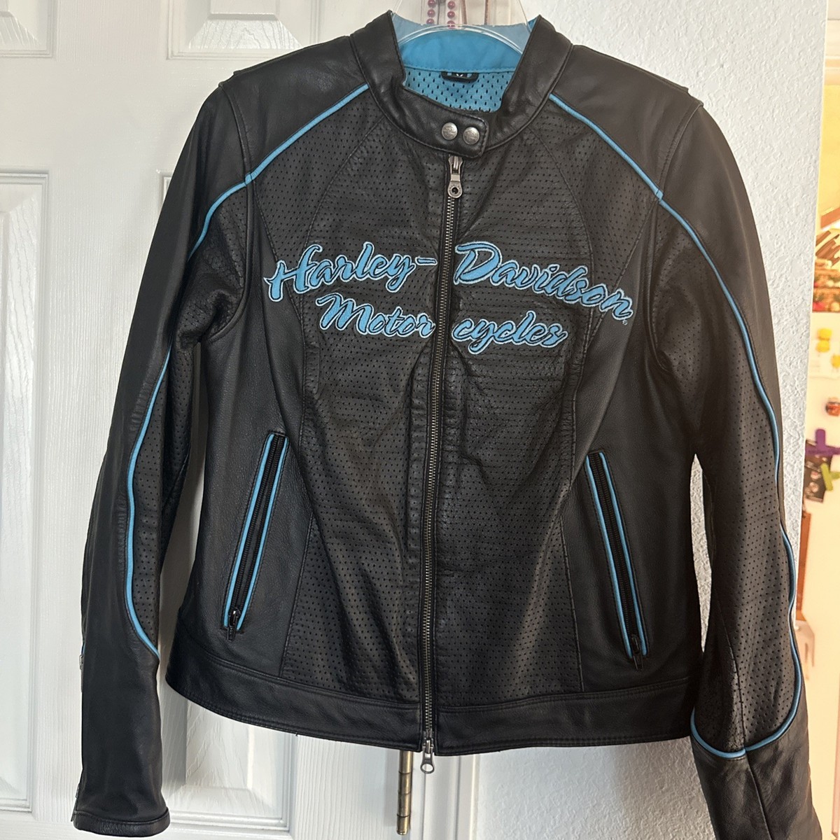 Harley-Davidson SMALL perforated Leather Jacket w/Full Sleeve