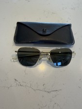 Vintage American AO Optical Pilot 5 1/2 Aviator Sunglasses Military Gold Toned