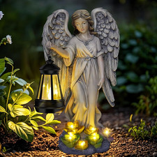 Angel Outdoor Garden Decor, 11.8 Inches Waterproof Statue with Solar Light for o