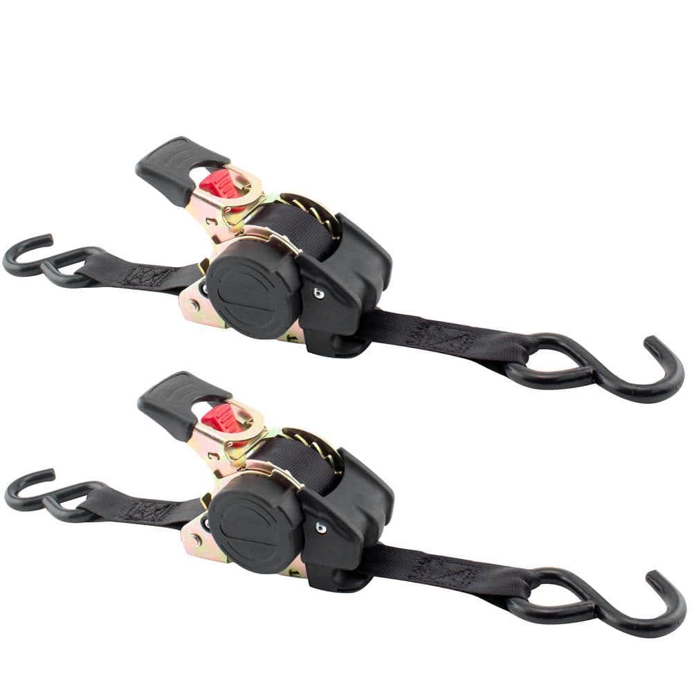 Retractable Ratchet Tie Down Straps 10ft 2 Pack Heavy Duty ATV Trailer Boat
