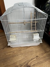 Small White Metal Bird Cage With Clean Tray And Accessories