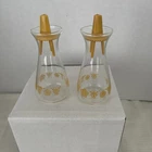 Vintage 1970's Pyrex Gold Butterfly Floral Glass Salt & Pepper Shakers
