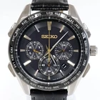 SEIKO BRIGHTZ 8B92-0AP0 Solar Radio Black Dial Titanium Leather Men's Watch