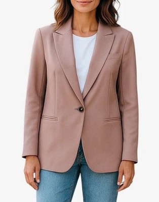 Express Size M Power Pink  Notch Collar One Button Women Blazer w/ Pockets NEW