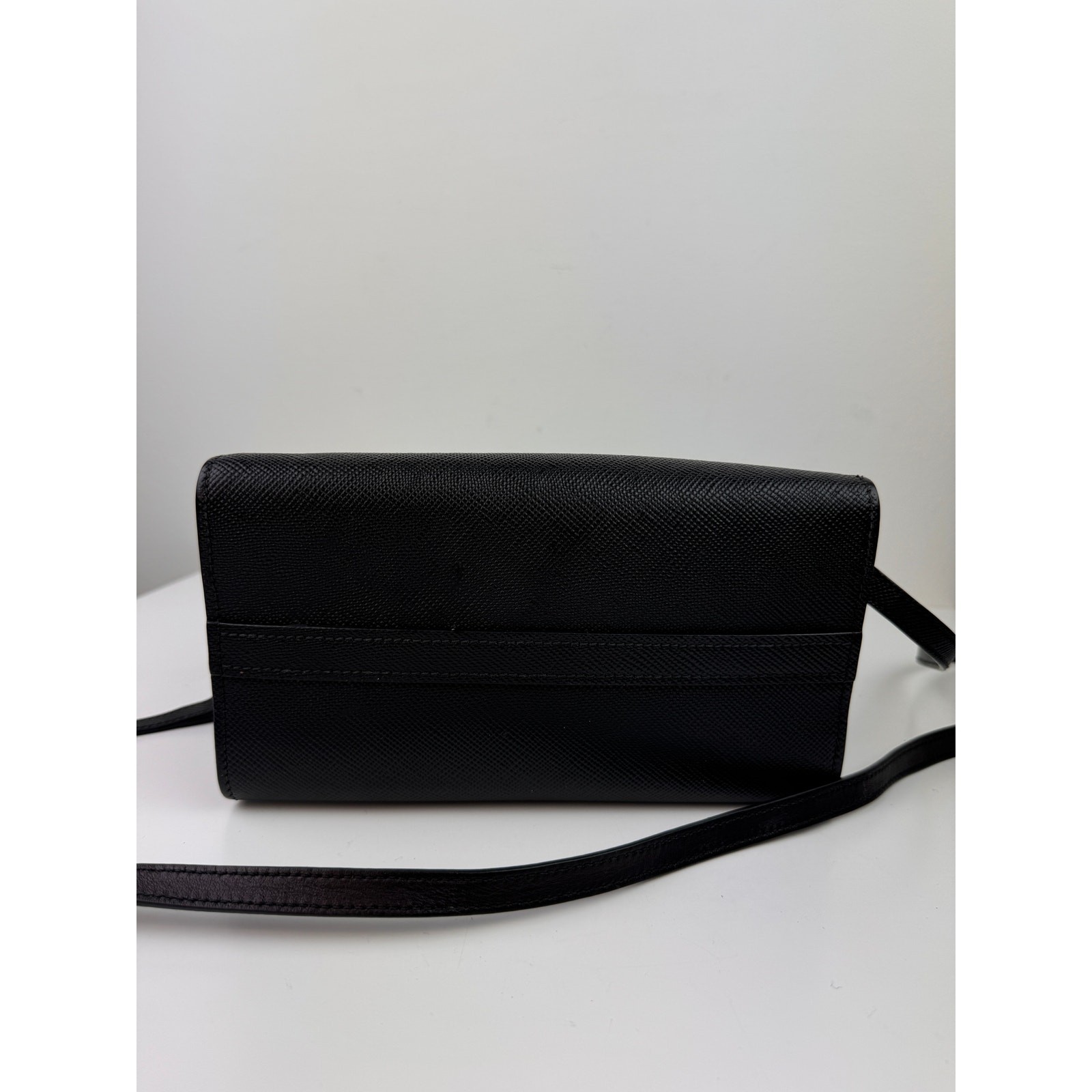 PRADA Milano Monochrome Black Small Handbag Leather Top Handle Crossbody Bag  thumbnail 7