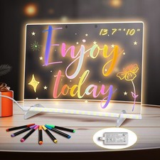 LED Note Board with Colors, 13.7"X10" 4 Modes  7 Colors  7 markers  spray bottle