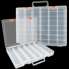 2 Pack 48 Grids Clear Plastic Organizer Box with Removable Divider, Bead Orga...