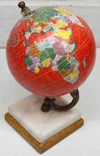 Mapa Globo Mundial del Océano Rojo Atlas Georaphy Gira Base de Mármol / 8" de Alto