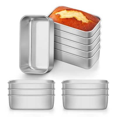 E-far Mini Loaf Pan Set of 12 Small Stainless Steel Bread Baking Pans for Oven 6