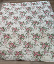 Vtg Laura Ashley Comforter Pink Stripes Floral Rose Full/Queen 80"x90" Flaws