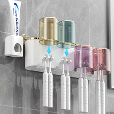 Multifunctional Wall Mount Toothbrush Holder Rack Organizer Automatic Toothpaste