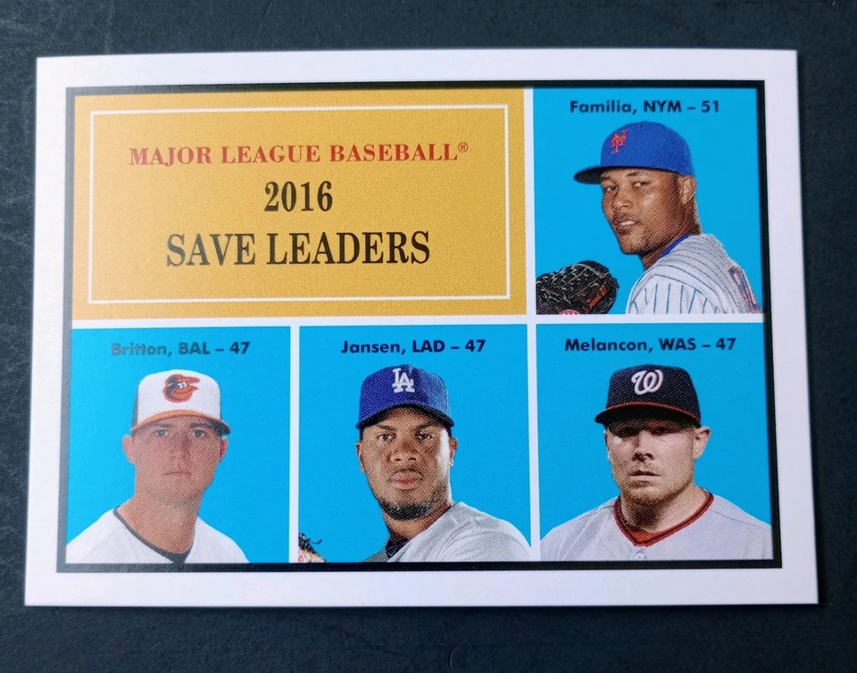 2016 TOPPS THROWBACK THURSDAY TBT #107 SAVES LEADERS BRITTON FAMILIA JANSEN - Image 3 of 4